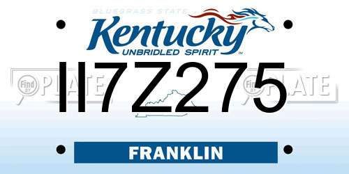 II7Z275 Kentucky License Plate
