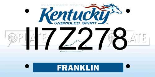 II7Z278 Kentucky License Plate