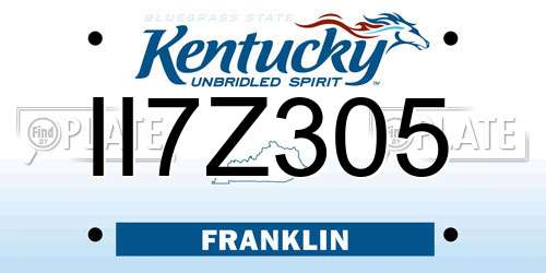 II7Z305 Kentucky License Plate