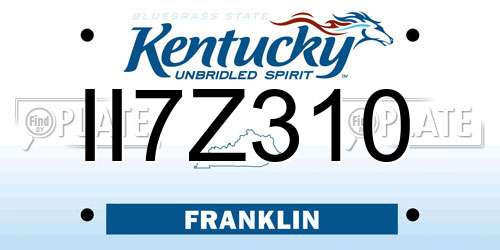 II7Z310 Kentucky License Plate