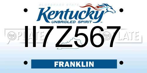 II7Z567 Kentucky License Plate