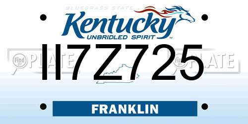 II7Z725 Kentucky License Plate