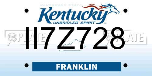 II7Z728 Kentucky License Plate