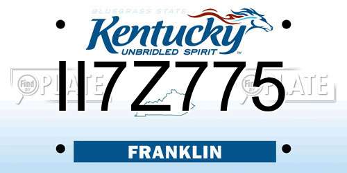 II7Z775 Kentucky License Plate