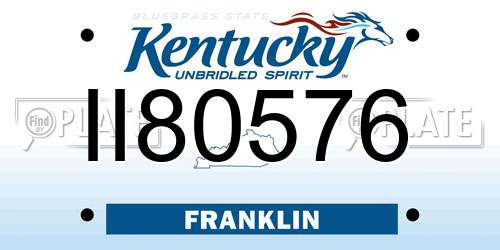 II80576 Kentucky License Plate
