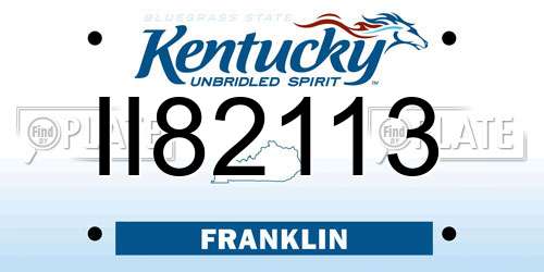 II82113 Kentucky License Plate