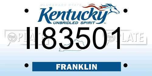 II83501 Kentucky License Plate
