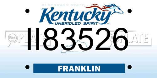 II83526 Kentucky License Plate