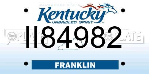 II84982 Kentucky License Plate
