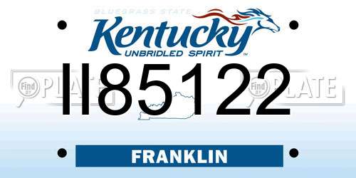 II85122 Kentucky License Plate