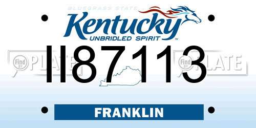 II87113 Kentucky License Plate