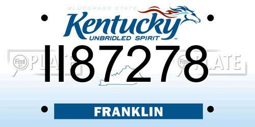 II87278 Kentucky License Plate
