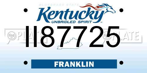 II87725 Kentucky License Plate