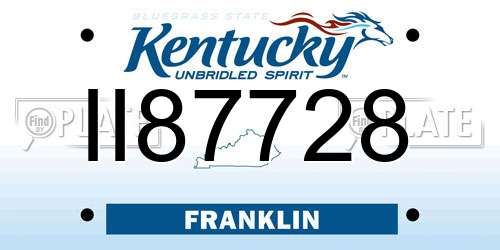 II87728 Kentucky License Plate
