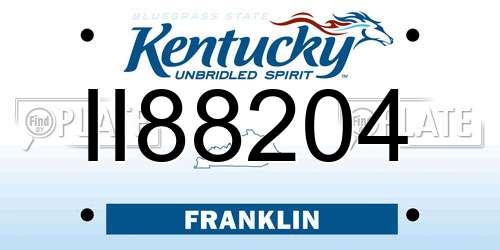 II88204 Kentucky License Plate