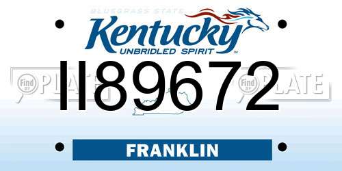 II89672 Kentucky License Plate