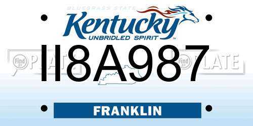 II8A987 Kentucky License Plate