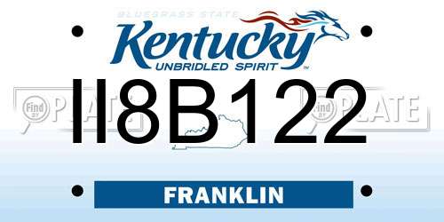 II8B122 Kentucky License Plate