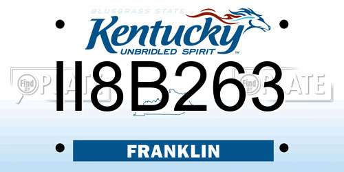 II8B263 Kentucky License Plate