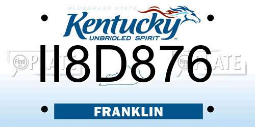 II8D876 Kentucky License Plate