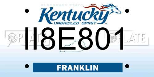 II8E801 Kentucky License Plate