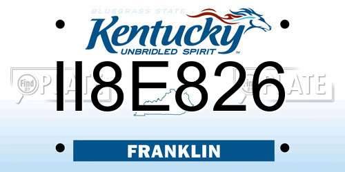 II8E826 Kentucky License Plate