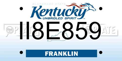 II8E859 Kentucky License Plate