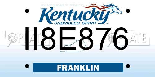 II8E876 Kentucky License Plate