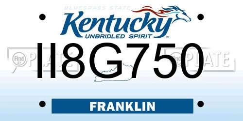 II8G750 Kentucky License Plate