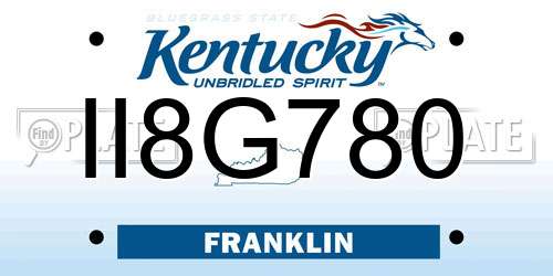 II8G780 Kentucky License Plate