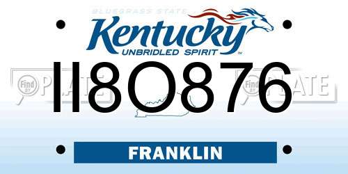 II8O876 Kentucky License Plate