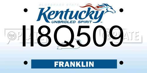 II8Q509 Kentucky License Plate