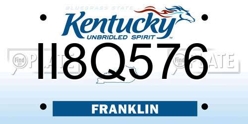 II8Q576 Kentucky License Plate