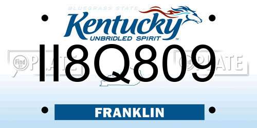 II8Q809 Kentucky License Plate