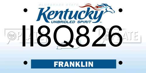 II8Q826 Kentucky License Plate