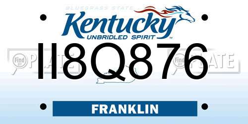 II8Q876 Kentucky License Plate