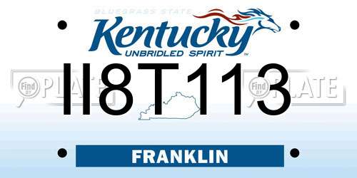 II8T113 Kentucky License Plate