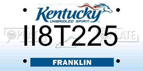 II8T225 Kentucky License Plate