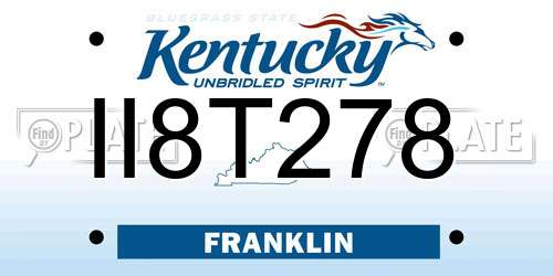 II8T278 Kentucky License Plate