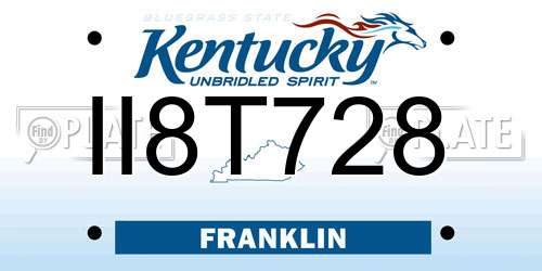 II8T728 Kentucky License Plate