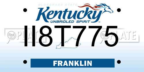 II8T775 Kentucky License Plate