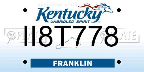 II8T778 Kentucky License Plate