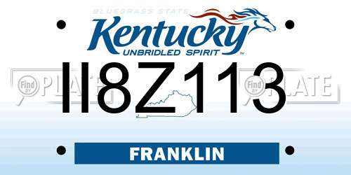 II8Z113 Kentucky License Plate