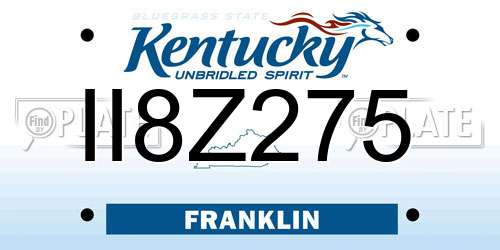 II8Z275 Kentucky License Plate