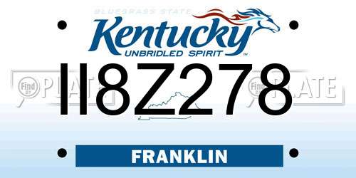 II8Z278 Kentucky License Plate