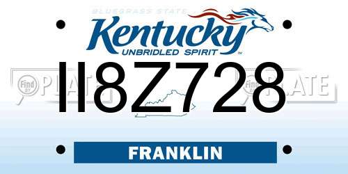 II8Z728 Kentucky License Plate