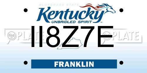 II8Z7E Kentucky License Plate