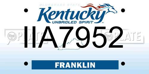 IIA7952 Kentucky License Plate