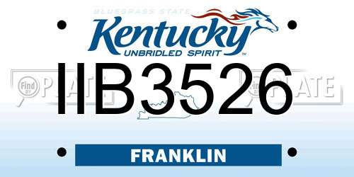 IIB3526 Kentucky License Plate
