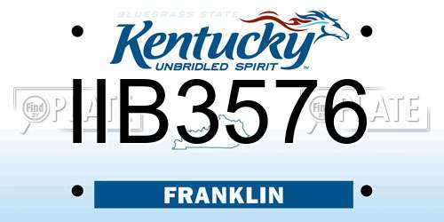 IIB3576 Kentucky License Plate